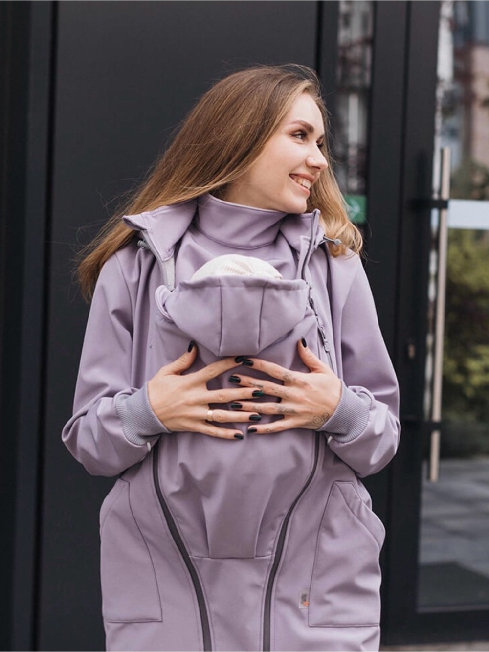 Love & Carry Babywearing Jacket - Women’s Softshell Carrier Coat Lavender Lilac